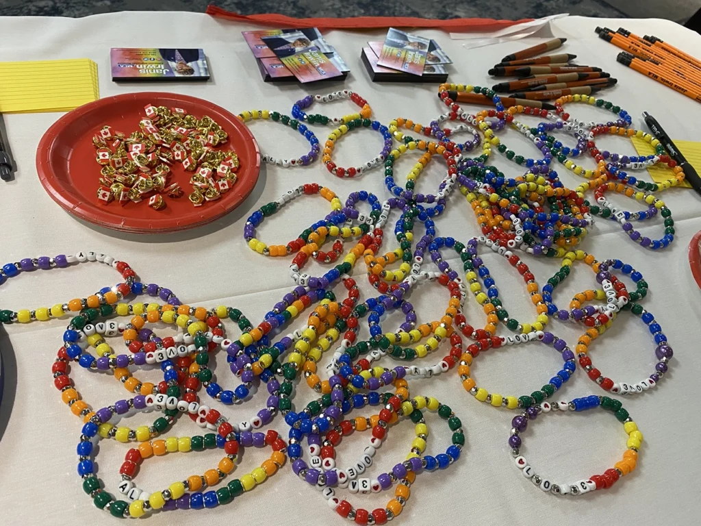 handmade rainbow beaded bracelets with white letter beads