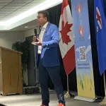 Thomas Lukaszuk speaking at Forever Canadian Town Hall